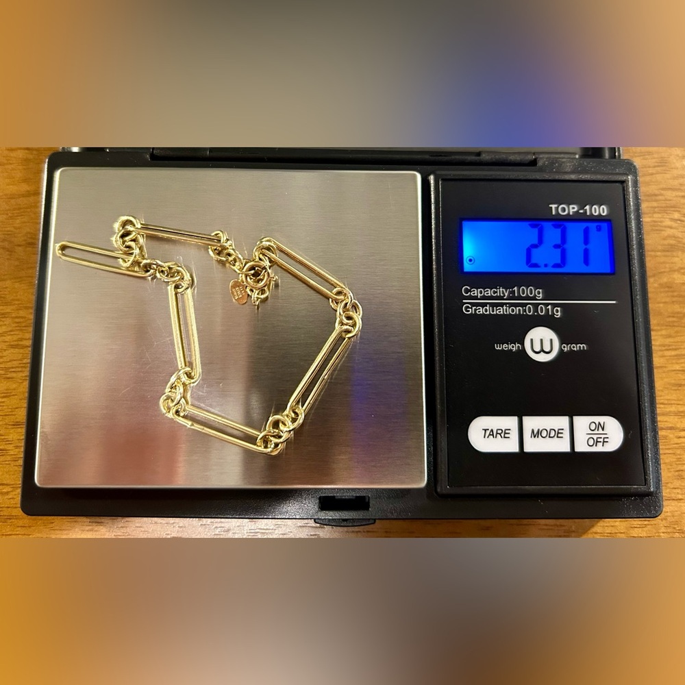 14kt yellow gold paperclip bracelet